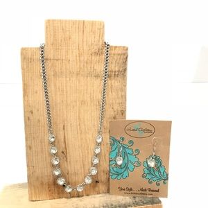 Glitz and Glamour Rhinestone Necklace Earrings Set